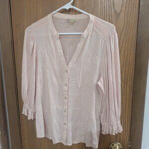 Democracy Blush Pink Button-Up Blouse Size Small